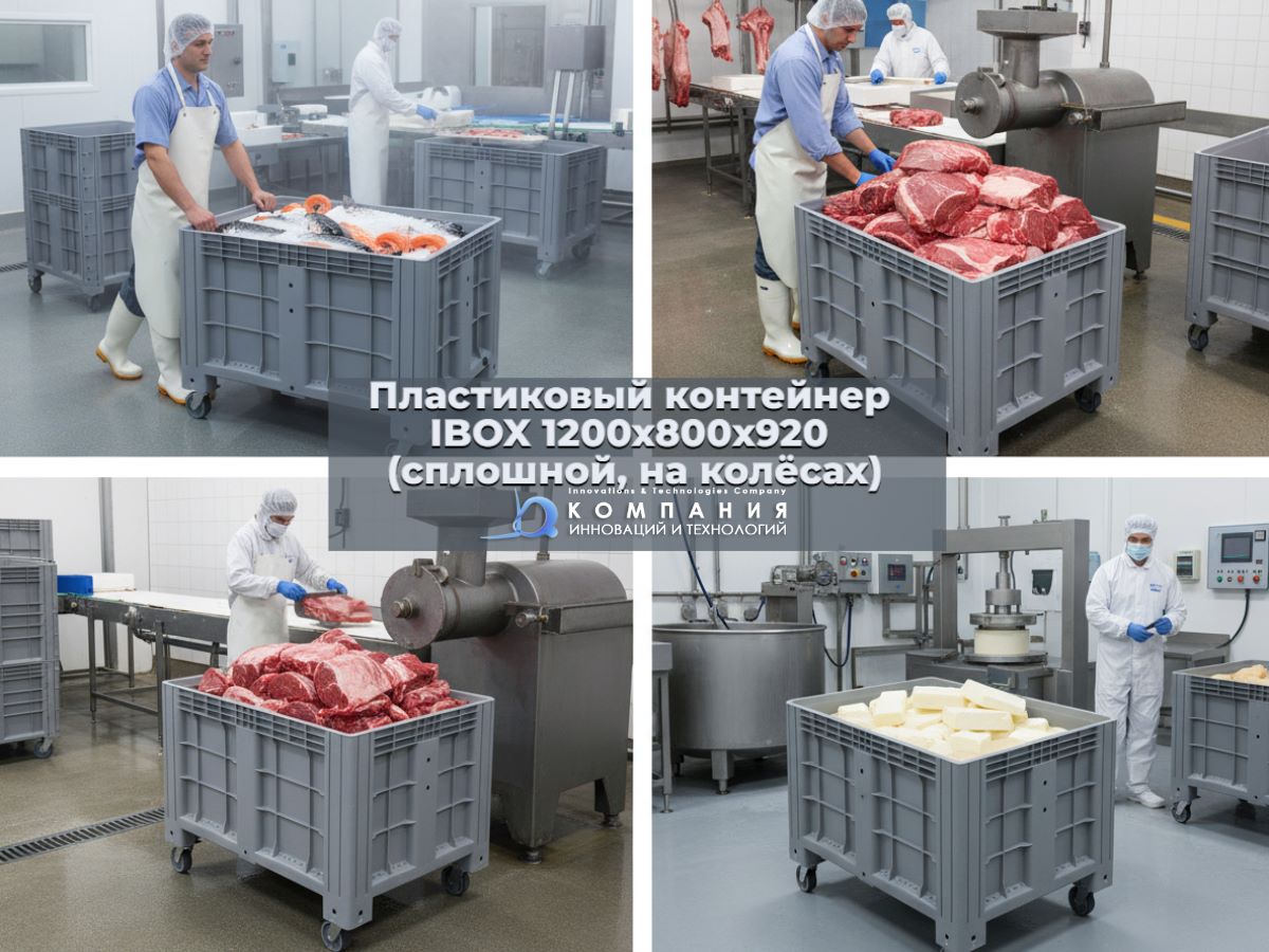 Пластиковый контейнер IBOX 1200х800 (сплошной, на колёсах) купить в КИИТ